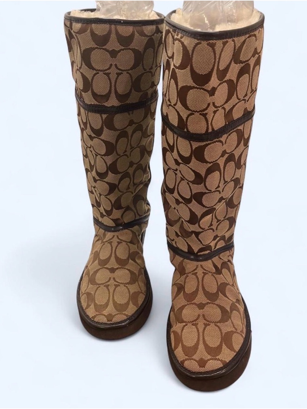 Coach Brown Signature Canvas Over-the-Knee Boots